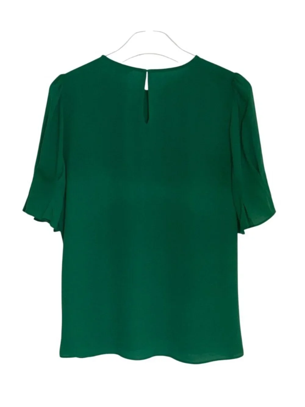 Express Kelly Green Flutter Sleeve Blouse Top Medium - Picture 3 of 6